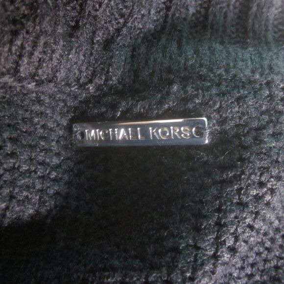 Michael Kors Black Knit Pullover Textured Metallic Stripe Poncho -One Size - Picture 6 of 12